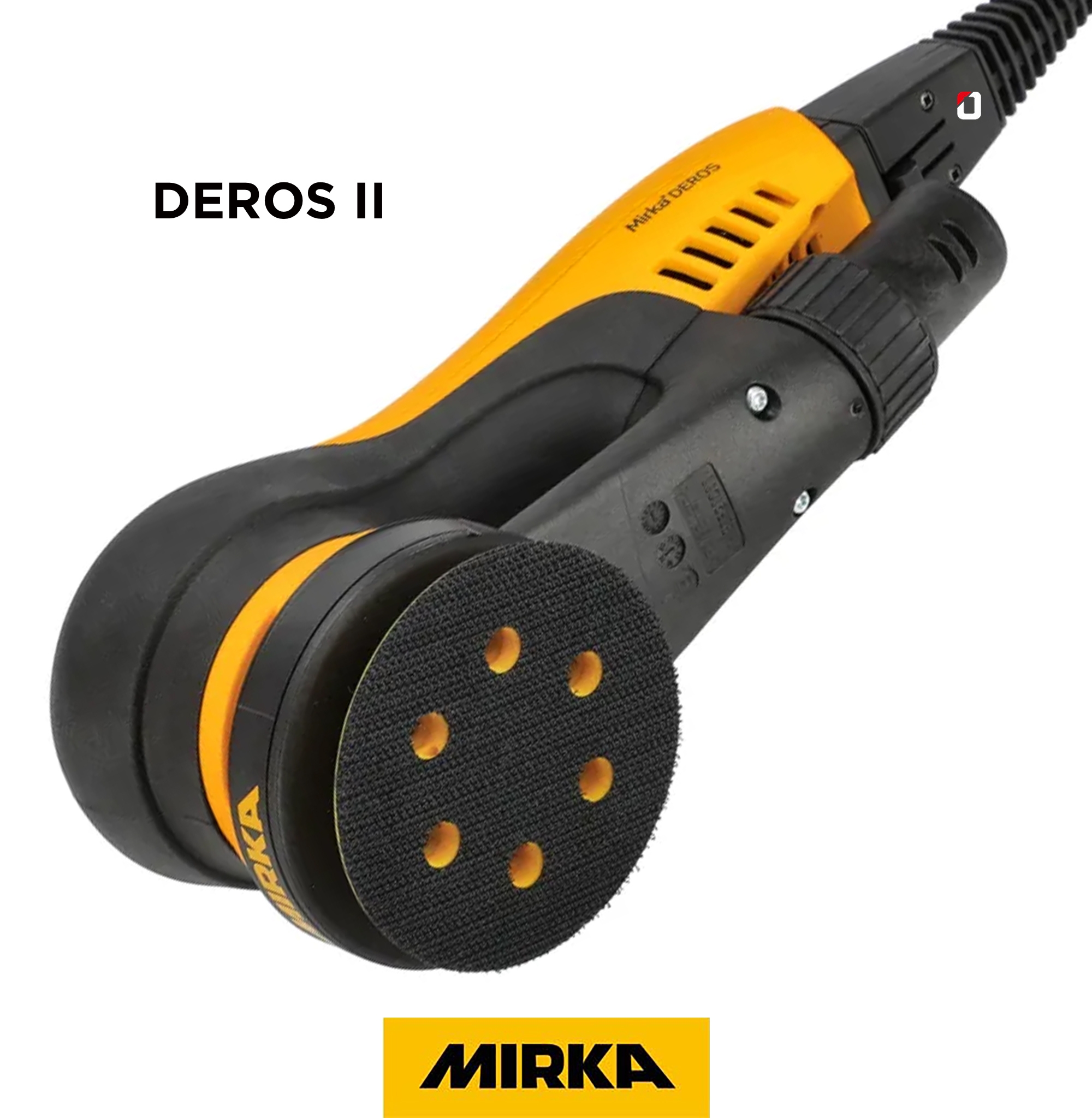 Ponceuse Excentrique Mirka DEROS II 350 - 77mm, 5mm Excentricité, Aspiration Intégrée, Moteur Sans Balais 400W - Pour Bois, Plâtre, Métal
